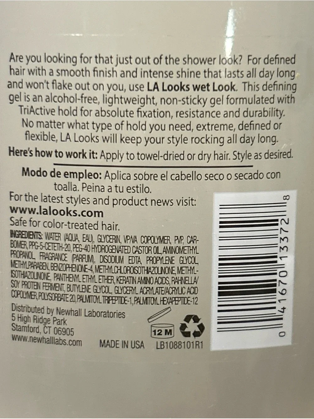 LA Looks WET LOOK Level 10 Hold Alcohol Free Hair Gel, 20oz